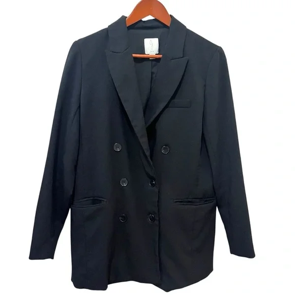 Joie Oversized Double Breasted Blazer Black Minimalist Old Money Small - Picture 2 of 7
